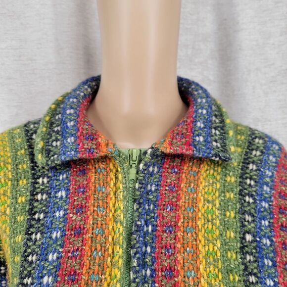 Vintage Hippie Wool Rainbow Woven Knit Full Zip Jacket Unisex 70s? - Picture 2 of 11